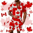 thumbnail image 1 of Men's Fashion Suit Two Suits Canada Day Shirt And Shorts Zipper Top, 1 of 5
