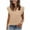 Beige, variant on Women's Flutter Sleeve Button Accent Shirts Summer Comfy V-Neck Short Sleeve Blouses Loose Fit Casual Daily Wear Tops Pink
