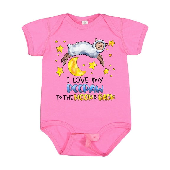 Inktastic I Love My Peepaw to the Moon and Back Cute Sheep Boys or Girls Baby Bodysuit