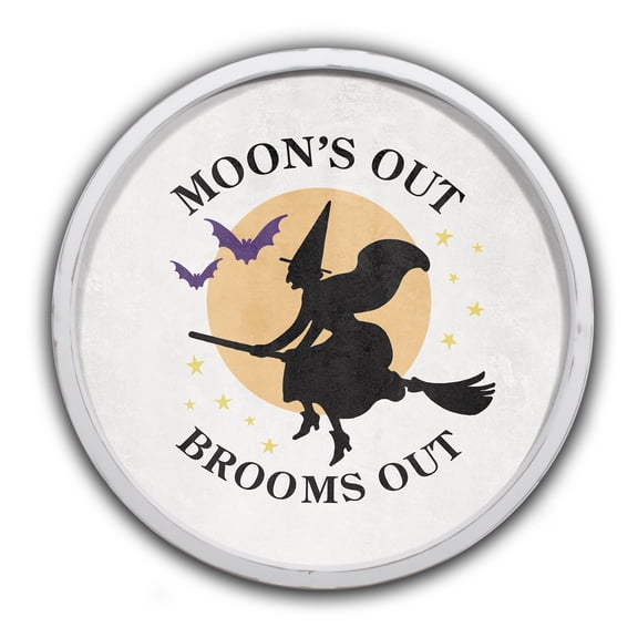 Creative Products Moon's Out Brooms Out 20 x 20 Round White Framed Print