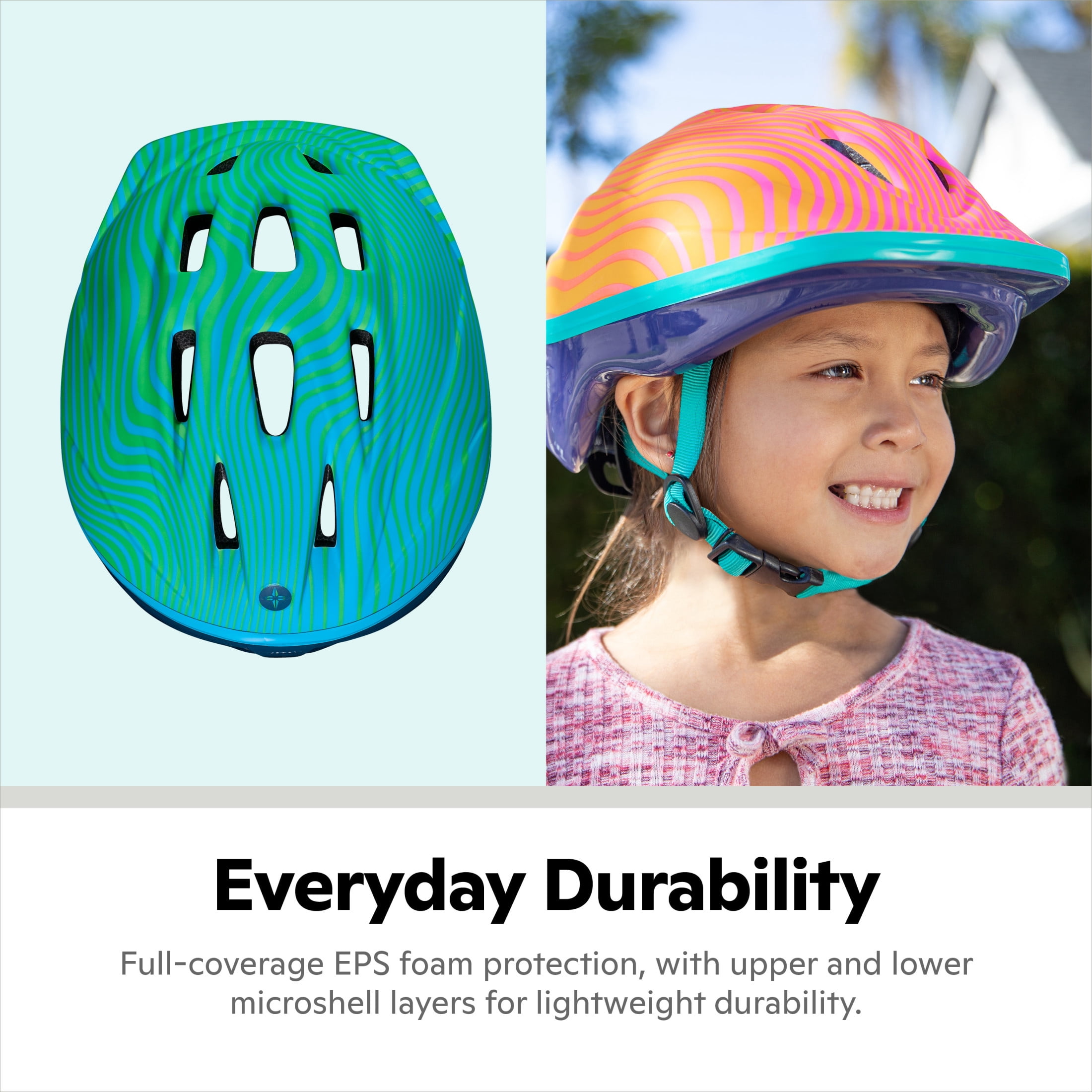 Schwinn Classic Toddler Bicycle Helmet, Ages 3 - 5, Blue and Green
