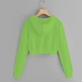 thumbnail image 5 of Ecqkame Girls Crop Sweatshirts Casual Solid Color Short Style Jackets Hooded Long Sleeved Sweatshirt with Pockets for Teens Green 7 Year, 5 of 7