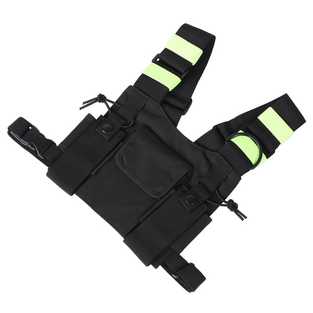 Paquete frontal de arnés de pecho, banda reflectante amarilla, estuche de transporte para el pecho, bolsa frontal de arnés de pecho de alta capacidad