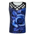 thumbnail image 5 of Kakina CMSX Tank Tops for Women Clearance Women's Fashion O-Neck Slim Print Rose Hollow Sleeveless Vest T-Shirt Blouse Deals, 5 of 6