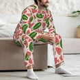 thumbnail image 7 of Honeii Watermelon Pattern Mens Pajamas Set,2pcs Men's Lounge Long Sleeve Sleep Shirt and Pajama Bottoms Sleepwear Set,Mens Pjs Sets-Large, 7 of 7