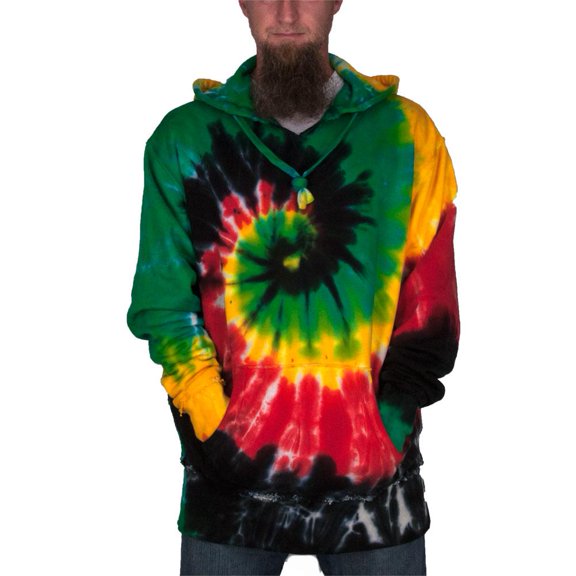 Tie Dye Mens V-Neck Hoodie Rasta SM