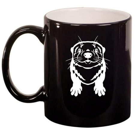 

Cute Otter Ceramic Coffee Mug Tea Cup Gift for Her Him Friend Coworker Wife Husband Animal Lover (11oz Gloss Black)