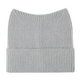 thumbnail image 2 of Cute Cat Ear Beanie Hat for Women and Teens, Soft Cable Knit Winter Hat, Warm Knitted Cap for Skiing, Snowboarding, Travel and Casual Outings - Grey, 2 of 6