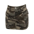 thumbnail image 3 of Arlun Camo Jeans Skirt for Women High Waist Stretchy Bodycon Cargo Skirts Fashion Retro Slim Casual A Line Mini Short Skirts Summer Versatile and Daily Wear with Pockets Green XL, 3 of 5