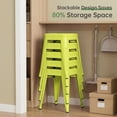 thumbnail image 5 of Stackable Bar Stools Set of 4, Backless 18 Inch Industrial Metal Barstools for Indoor Outdoor Classroom Kitchen Small Gathering (Mustard Green), 5 of 10