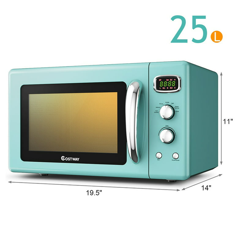 Costway 0.9Cu.ft. Retro Countertop Compact Microwave Oven 900W 8 Cooking  Settings Green 