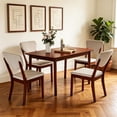 thumbnail image 2 of Dining Table Set for 4, Lofka 5 Pieces Solid Wood Kitchen Table Set with Upholstered Seats & Backrests for Home, Rubberwood & Gray Cushions, 2 of 10
