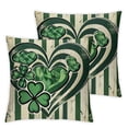 thumbnail image 2 of Awypu St. Patrick's Day Shamrock Clover Love Throw Pillow Covers Set of 2, Lucky Blessed Green Lovers Irish Home Decoration, Heart Leopard Stripe Farmhouse Cushion Case Decor White, 2 of 6