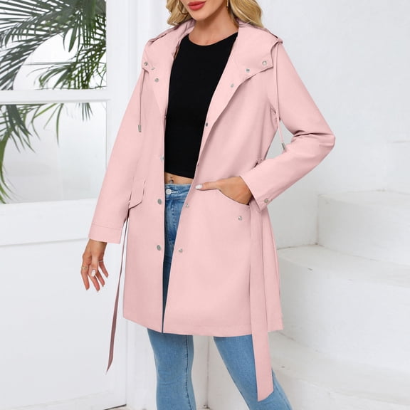 Women Hooded Long Sleeved Spring And Autumn Jacket Loose Casual Windproof Jacket Medium Jacket Women Hooded Windbreaker Windbreaks for Women Cute Fall Dresses Women 2x Jacket Jacket Tall Women Jacket