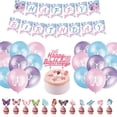 thumbnail image 2 of KYAIGUO Butterfly Theme Birthday Party Decoration Set Hanging Banner Balloons Happy Cake Decoration, 2 of 5
