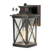 Meluaim Outdoor Wall Light Fixture,Dusk to Dawn Sensor Porch Light Outdoor,Wall Lantern,Black Weatherproof, 1-Pack