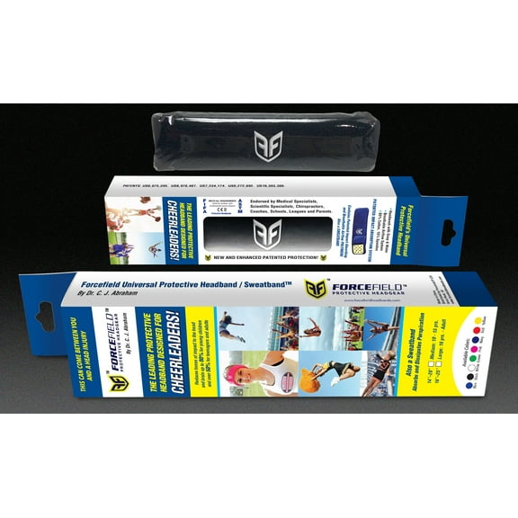 Forcefield Universal Protective Headgear for Cheerleader BLACK (18" stretches to 25") LG