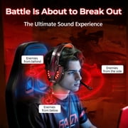 Gaming Headset with Microphone, Compatible with PS4 PS5 Xbox One PC Laptop, Over-Ear Headphones with LED Light, Noise Canceling Mic, 7.1 Stereo Surround Sound,Soft Earmuffs for Nintendo Series X|S