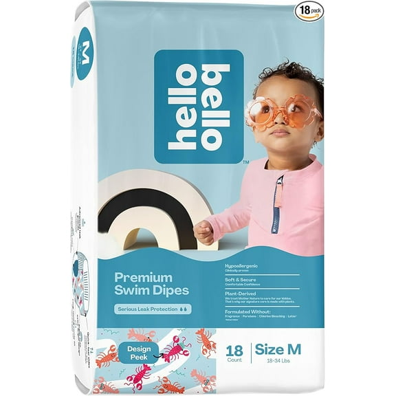 Hello Bello Premium Swim Diapers I Affordable and Eco-Friendly Disposable Swim Dipes for Babies and Kids I Size Medium - Diaper Size 4-5