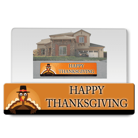 Happy ThanksGiving Day Stickers Outdoor/Indoor for Office, Home Decoration, Wall, Window Decals, Super Highly Reflective Aluminum Curb Wrap Turkey Stickers, Easy Peel & Stick (6"x25" )