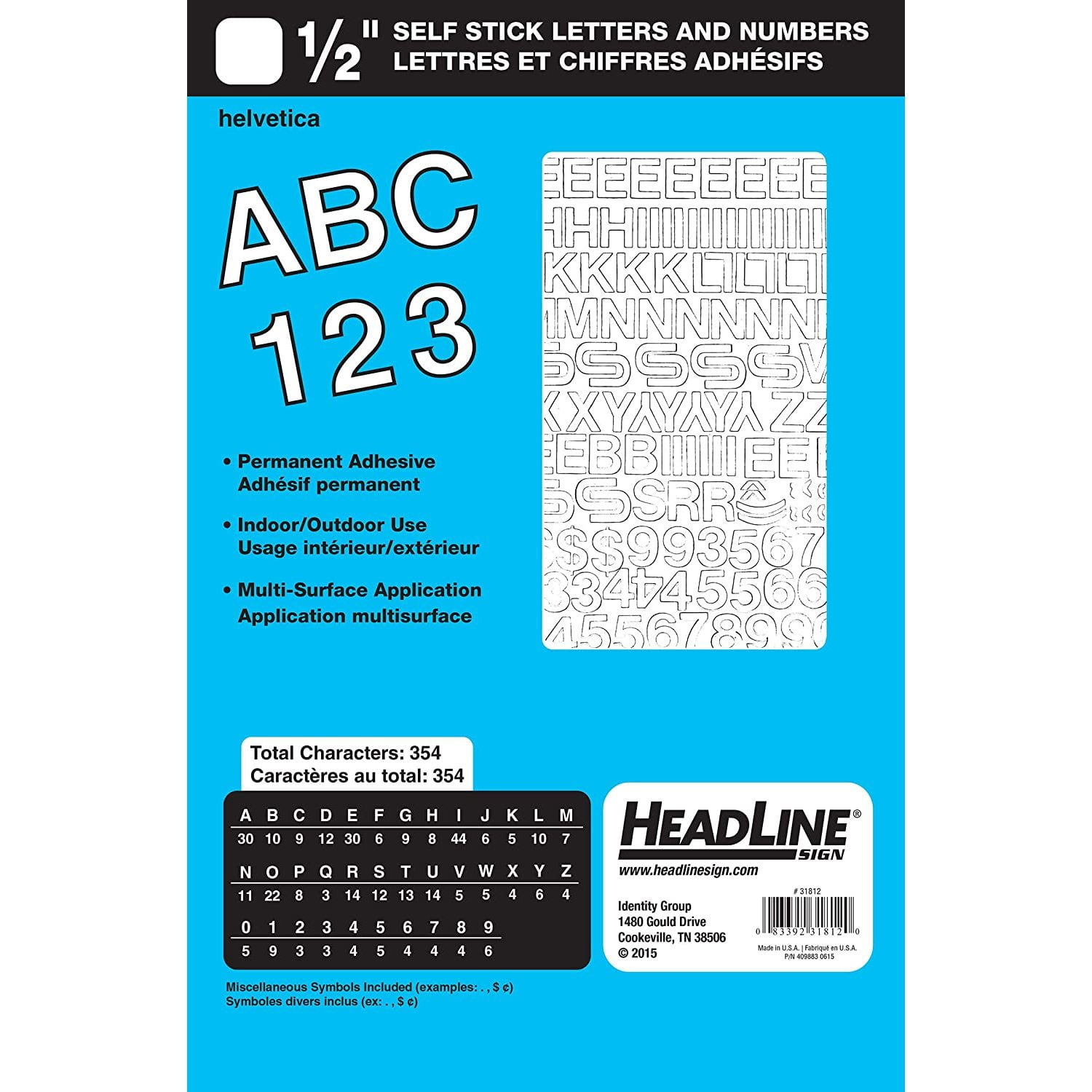 31812 StickOn Vinyl Letters and Numbers White 12Inch, Peelandstick