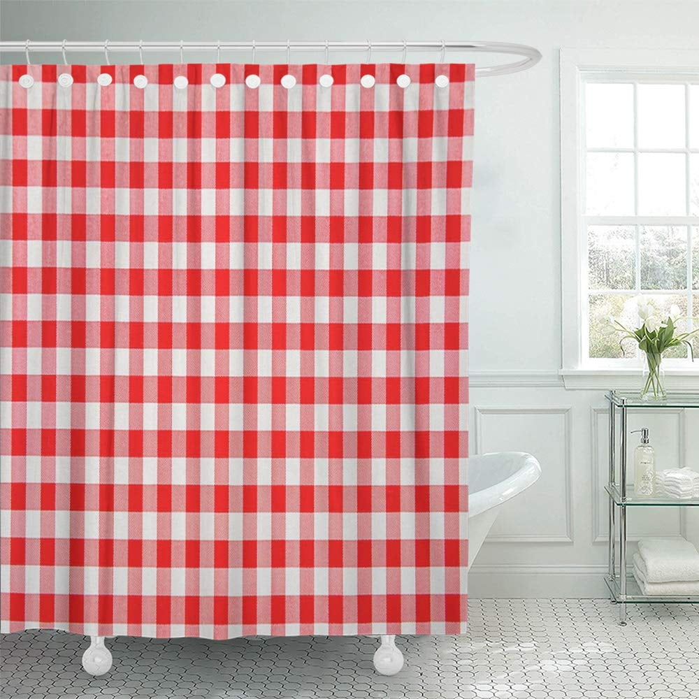 PKNMT Tracery Red and White Checkered Traditional Dress Traditional Shower Curtain Bath Curtain
