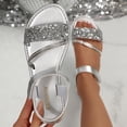 thumbnail image 2 of Daiosportswear Women'S Briaded Sandals Round Open Toe Ankle Strap Flat Dress Shoes,Womens' Shoes Silver 9.5(43), 2 of 9