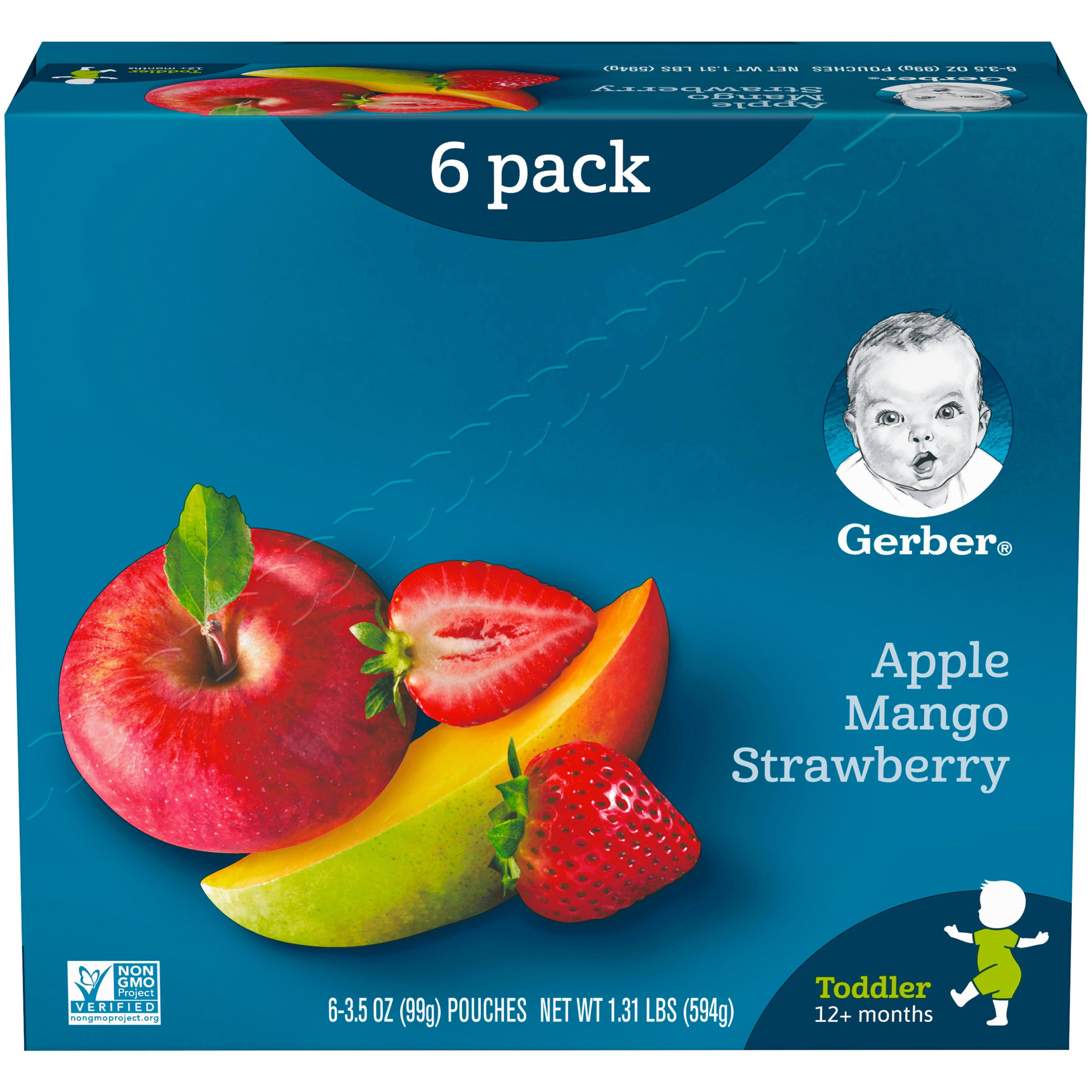 Photo 1 of (Pack of12) Gerber Toddler Baby Food, Apple Mango Strawberry, 3.5 oz Pouch