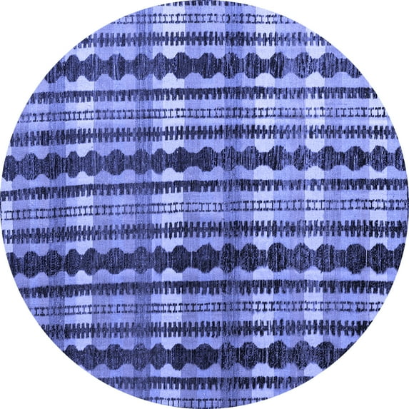 Ahgly Company Machine Washable Indoor Round Abstract Blue Modern Area Rugs, 6' Round