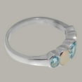 thumbnail image 4 of LBG British Made Solid 9k White Gold ring with Natural Blue Topaz & Opal Womens Band Ring - 33 size options - Size 9.75, 4 of 6