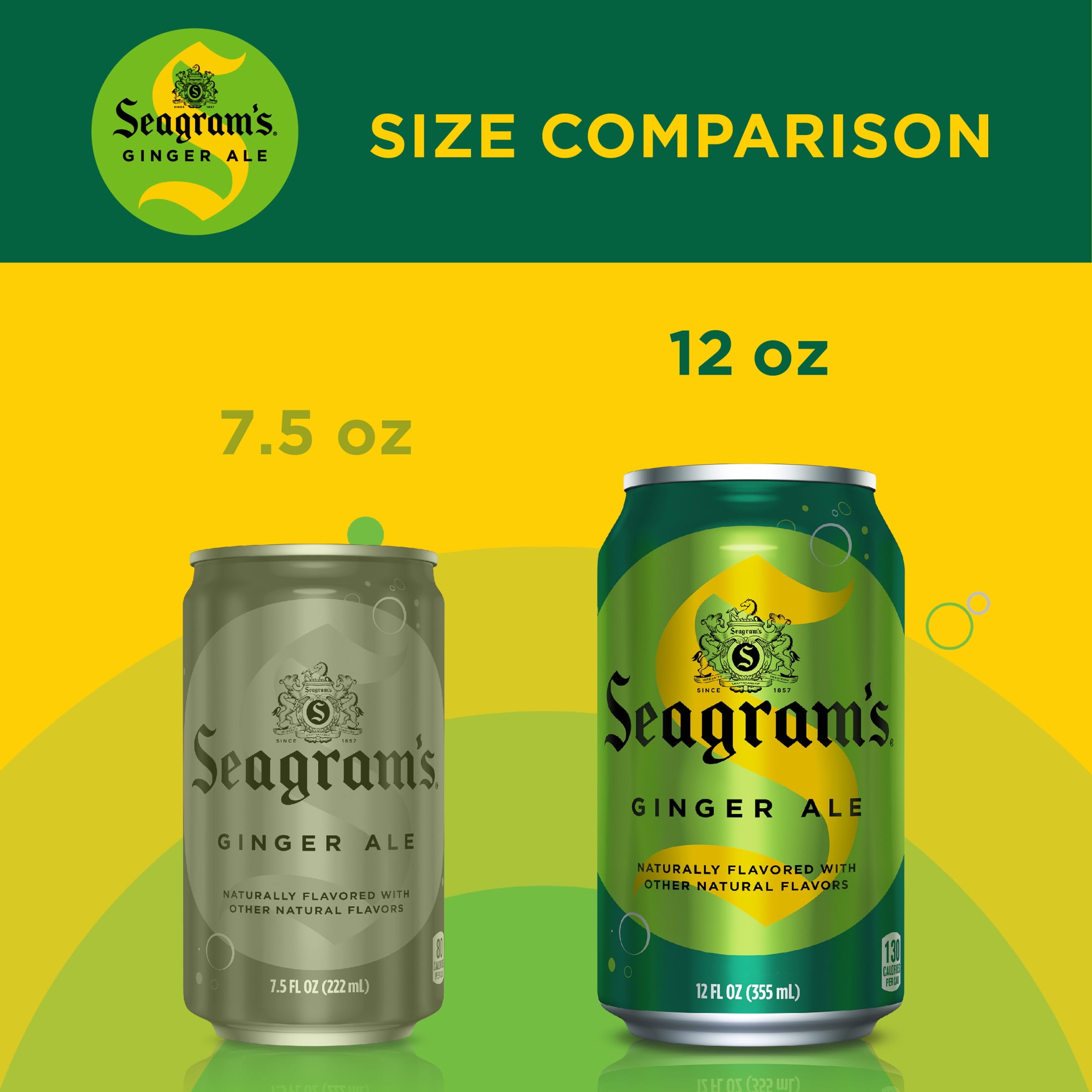 Seagram's Ginger Ale Soda Pop Cans, 12 fl oz, 24 Pack
