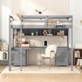 thumbnail image 2 of Full Size Loft Bed with Desk, Wood Loft Bed Frame with 4 Cabinets, 4 Drawers, 1 Bedside Tray and Charging Station, High Loft Bed for Boys Girls Teens, Gray, 2 of 7