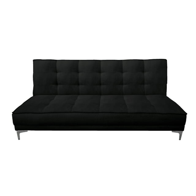 Sofa Cama Reclinable El Bazar Store Zeus Negro Terciopelo Futon 3 posiciones Abotonado Sala