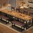 thumbnail image 3 of Dining Table Set for 4, Kitchen Table with 2 Upholstered Chairs and Bench, Wood Kitchen Dining Room Set, for Small Space, Apartment, Home, Kitchen, Retro Brown, 3 of 7