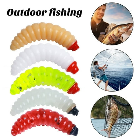 Yanerim 50Pcs/Bag Soft Lure Baits Simulated Red-Mouthed Mealworm Shape Maggot Grub Fishing Soft Bait Fishing Tackle