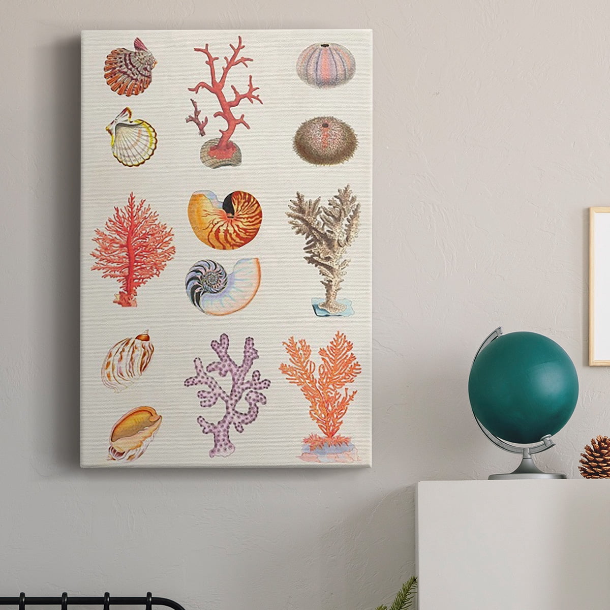 Coral & Shell Collage I Premium Gallery Wrapped Canvas - Ready to Hang