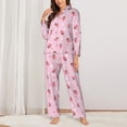 thumbnail image 2 of KLL Floral Strawberr Print Women's Long Sleeve Pajamas with Pants Sleepwear Loungewear 2 Set-X-Large, 2 of 7