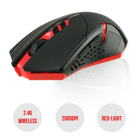 Wireless Gaming Mouse, Adjustable Wireless LED Gaming Mouse 2.4GHz Cordless Computer PC Gaming Mouse Laptop USB Mice, 2000 DPI, 7-Button, Ergonomic Grips (Best Cordless Gaming Mouse)