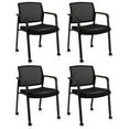thumbnail image 1 of Costway Ensemble de 4 Chaises de Conférence Empilables Chaise en Maille pour Bureau Invités Salle d'Attente Roues, 1 of 10