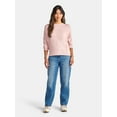 thumbnail image 3 of Time and Tru Women's Reverse Linking Pullover Sweater with Long Sleeves, Midweight, Sizes XS-XXXL, 3 of 5