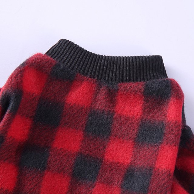 Pijama de poliéster para mascotas suéter cálido de invierno para perros transpirable (rojo negro a cuadros L) JShteea Libre de BPA