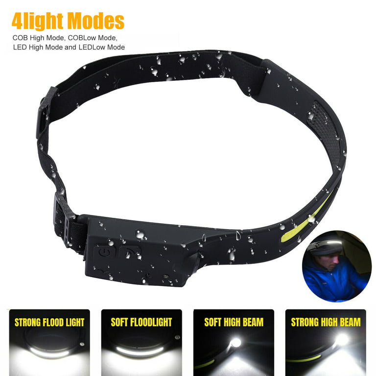 WINDFIRE COB LED Headlamp USB Rechargeable, Hands Free Ultra-Low