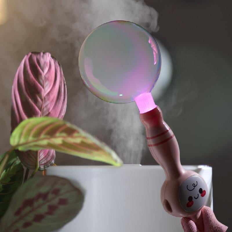Bubble Machine Stick with Colorful Light for Parties Photo Props Automatic Bubbling and Fogging