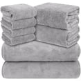 thumbnail image 1 of Juego de 8 Toallas Extra Suaves, Toallas De Baño de Vellón Coral, Incluye 2 Toalla y 2 Toallas de Baño y 4 Toallas de Mano, Secado Rápido, Máxima Absorción, Ideal para Hoteles, Hogar, Gimnasio (Gris), 1 of 4