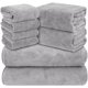 thumbnail image 1 of Juego de 8 Toallas Extra Suaves, Toallas De Baño de Vellón Coral, Incluye 2 Toalla y 2 Toallas de Baño y 4 Toallas de Mano, Secado Rápido, Máxima Absorción, Ideal para Hoteles, Hogar, Gimnasio (Gris), 1 of 4