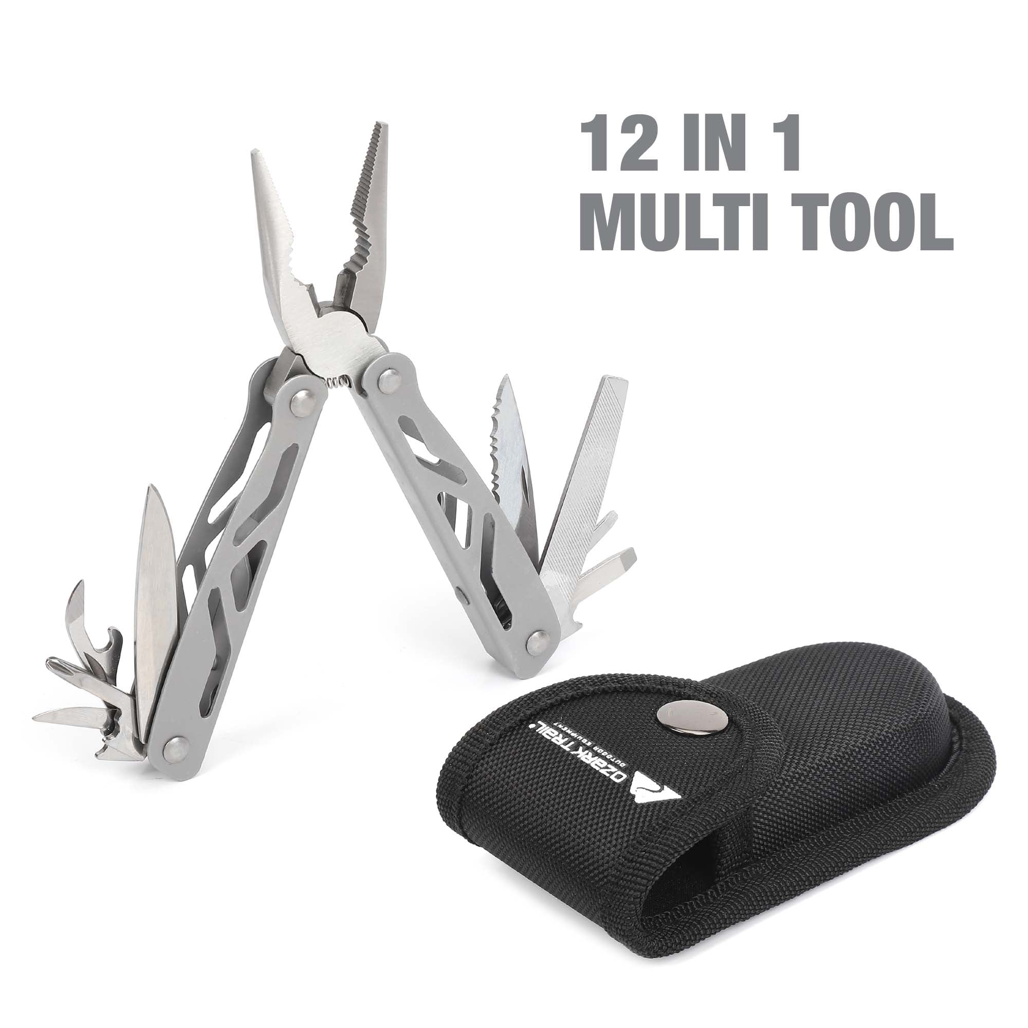 Ozark Trail Camping Steel,12-In-1 Multi-Tool with Sheath, Model 7012