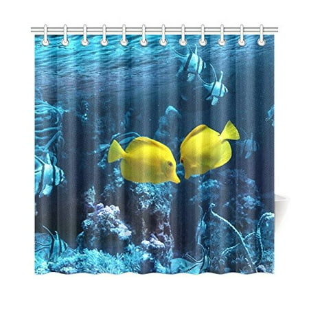 Mkhert Yellow Fish Design Shower Curtain Home Decor Bathroom