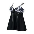 thumbnail image 6 of FNNMNNR Women Bathing Suit Striped Padded Dress Low-Waist Shorts Swimsuit, 6 of 6