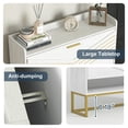 thumbnail image 2 of Canddidliike V Shape Gold Stripes Shoe Cabinet with 2 Flip Drawers, Modern Shoe Organizer Storage Rack, Shoe Cabinet with Gold Legs, White, 2 of 16
