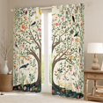 thumbnail image 2 of Homewish Tree of Life Flower Kitchen Curtains, Botanical Animal Theme Black Out Curtains Pack of 2 (42x63 Each), 2 of 5